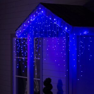 Гирлянда «Бахрома» 3 0.9 м, IP44, УМС, прозрачная нить, 232 LED, свечение синее, 220 В