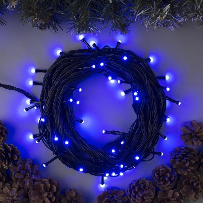 Гирлянда «Нить» 10 м, IP44, УМС, тёмная нить, 72 SMD-LED, свечение синее, 220 В от компании Интернет - магазин Flap - фото 1