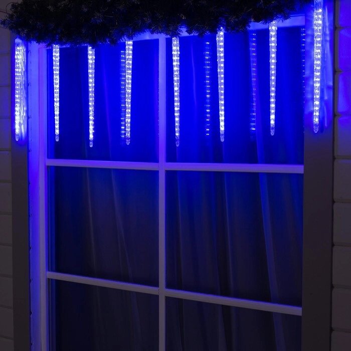 Гирлянда «Сосульки рифленые» 2.5  0.42 м, IP65, прозрачная нить, 288 LED, свечение синее с эффектом стекания, 12 В от компании Интернет - магазин Flap - фото 1