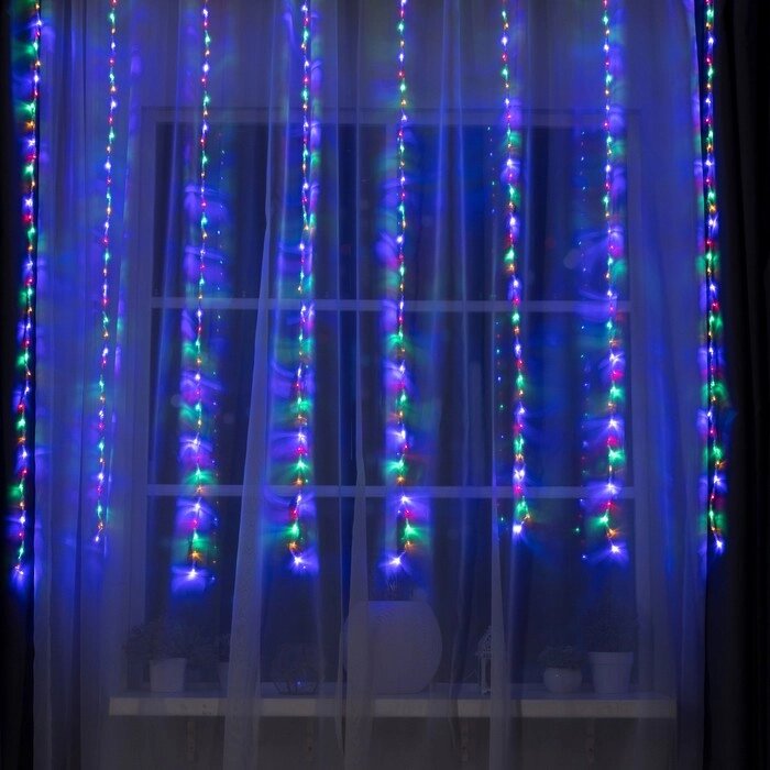 Гирлянда «Водопад» 2  1.5 м, IP20, прозрачная нить, 400 LED, свечение мульти, 8 режимов, 220 В от компании Интернет - магазин Flap - фото 1