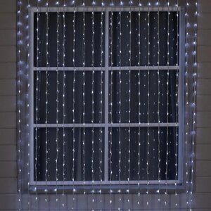 Гирлянда «Водопад» 2 6 м, IP44, УМС, белая нить, 1500 LED, свечение белое, 8 режимов, 220 В