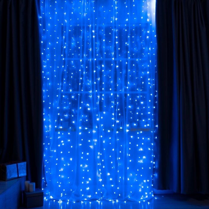 Гирлянда «Занавес» 2  3 м, IP20, прозрачная нить, 720 LED, свечение синее, 8 режимов, 220 В от компании Интернет - магазин Flap - фото 1