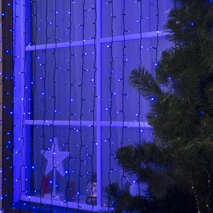 Гирлянда «Занавес» 2  3 м, IP44, УМС, тёмная нить, 760 LED, свечение синее, 220 В от компании Интернет - магазин Flap - фото 1