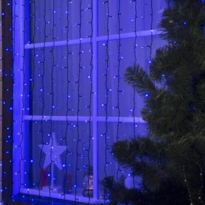 Гирлянда «Занавес» 2 3 м, IP44, УМС, тёмная нить, 760 LED, свечение синее, 220 В