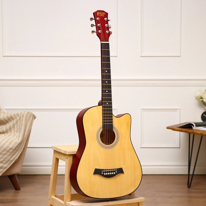 Гитара акустическая Music Life QD-H38Q-J, бежевая, 97 см с вырезом от компании Интернет - магазин Flap - фото 1