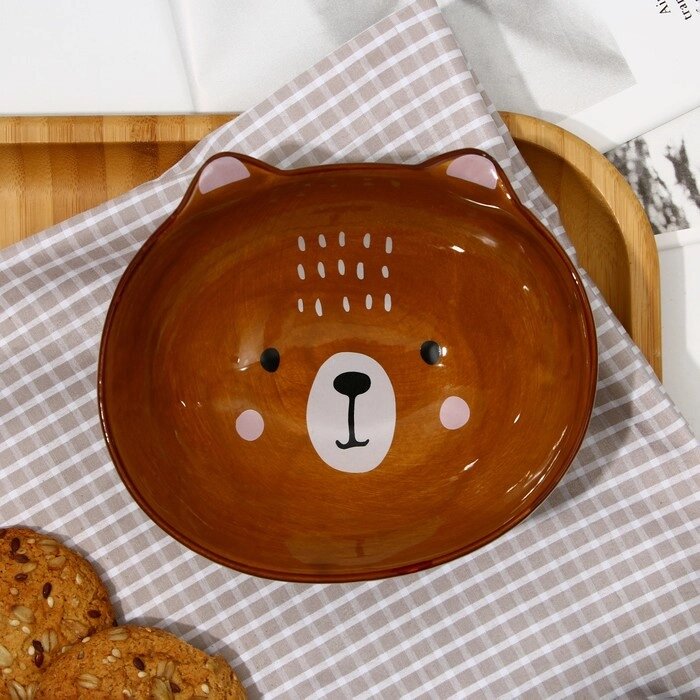 Глубокая тарелка керамическая «Медведь», 13 х 11 х 5.5 см, 300 мл, цвет коричневый от компании Интернет - магазин Flap - фото 1