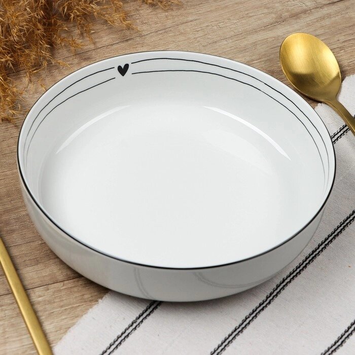 Глубокая тарелка керамическая «С любовью», 20 см, 1000 мл, цвет белый от компании Интернет - магазин Flap - фото 1