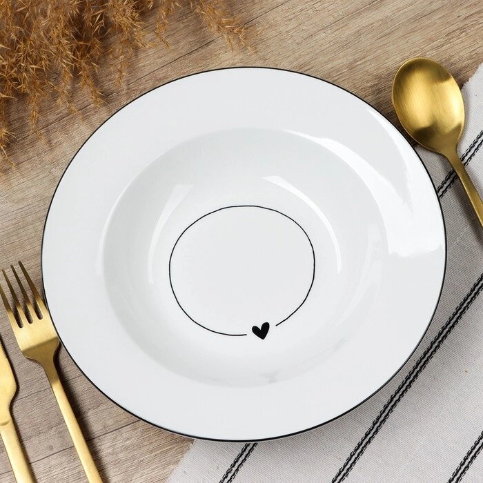 Глубокая тарелка керамическая «С любовью», 22.4 см, 300 мл, цвет белый от компании Интернет - магазин Flap - фото 1