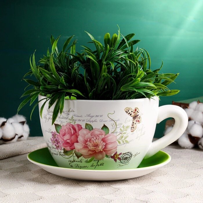 Горшок в форме чашки "Блум" цветы, 19х24х12см от компании Интернет - магазин Flap - фото 1