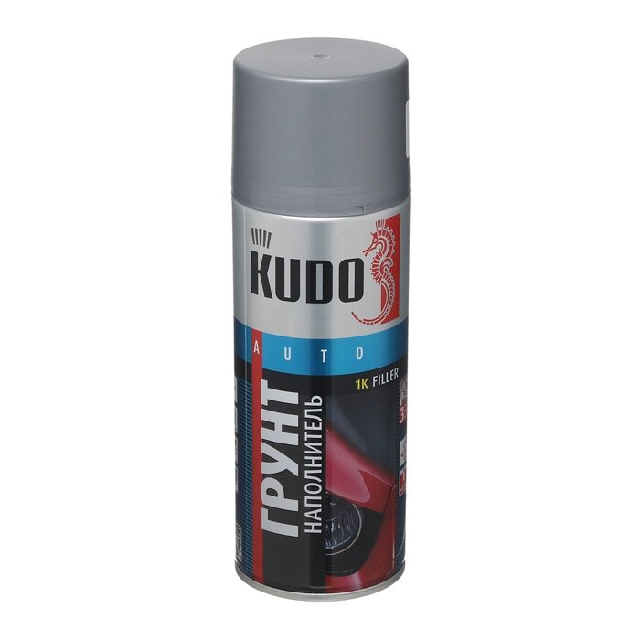 Грунт-наполнитель 1К Kudo серый, акриловый, аэрозоль, 520 мл от компании Интернет - магазин Flap - фото 1