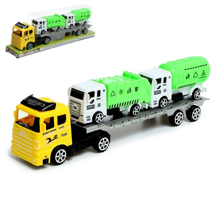 Грузовик инерционный «Автовоз», с двумя грузовиками, МИКС от компании Интернет - магазин Flap - фото 1