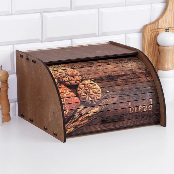 Хлебница деревянная с декором, 29,6х29,6х18,3х0,6 см от компании Интернет - магазин Flap - фото 1