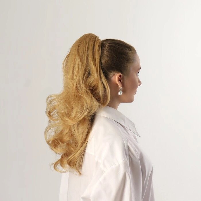 Хвост накладной, волнистый волос, на крабе, 40 см, 150 гр, цвет блонд (#HTY22) от компании Интернет - магазин Flap - фото 1