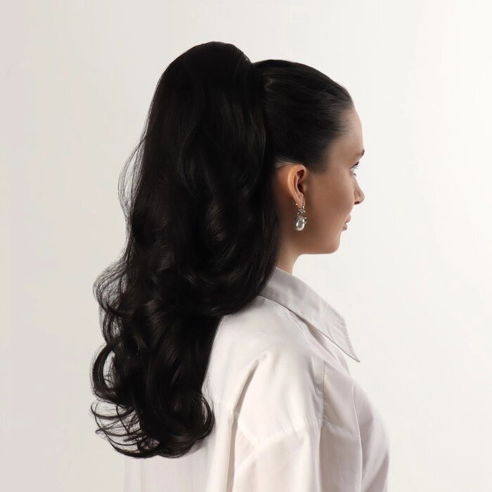 Хвост накладной, волнистый волос, на крабе, 40 см, 150 гр, цвет чёрный (#HTY4В) от компании Интернет - магазин Flap - фото 1