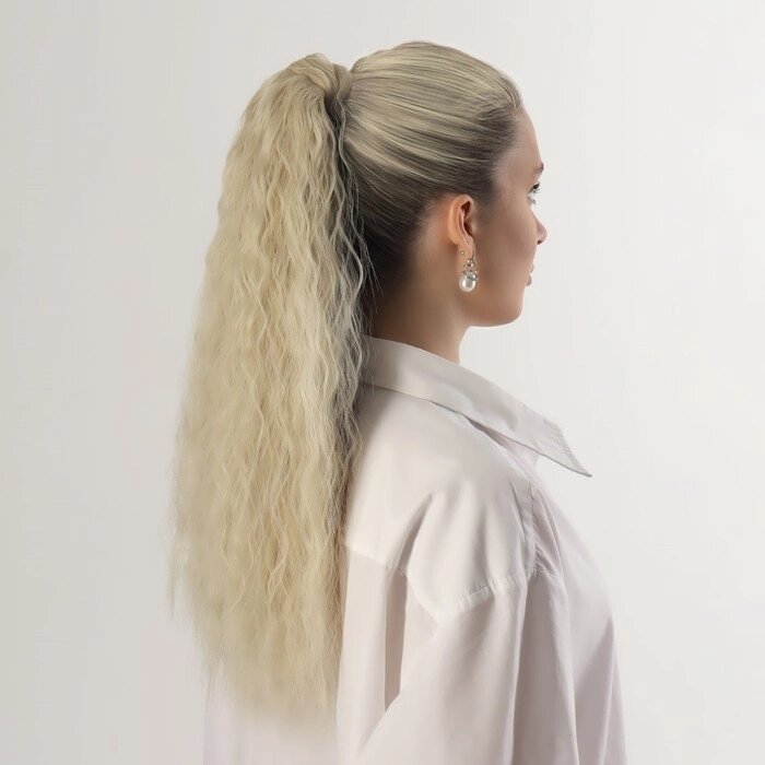 Хвост накладной, волнистый волос, на резинке, 60 см, 100 гр, цвет холодный блонд (#SHT88В) от компании Интернет - магазин Flap - фото 1