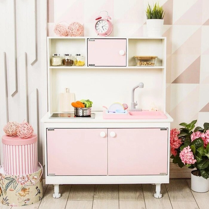 Игровая мебель «Детская кухня», интерактивная панель, раковина с водой, цвет розовый от компании Интернет - магазин Flap - фото 1