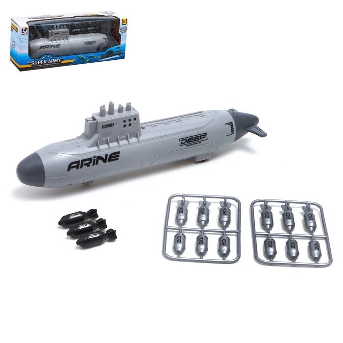 Игровой набор «Подводная лодка», стреляет ракетами, подвижные элементы, цвет светло-серый от компании Интернет - магазин Flap - фото 1