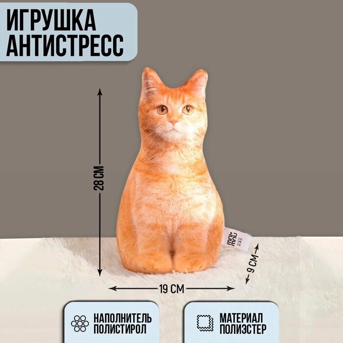 Игрушка-антистресс «Рыжий кот», 19х28 см от компании Интернет - магазин Flap - фото 1