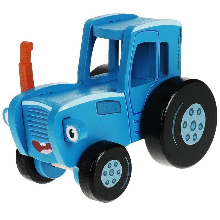 Игрушка деревянная «Объёмная каталка. Синий трактор» 12 см от компании Интернет - магазин Flap - фото 1
