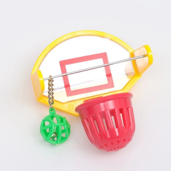 Игрушка для птиц "Баскетбольное кольцо", 9.5 х 11 х 6 см (мяч 2,5 см, корзина 4,6 см) от компании Интернет - магазин Flap - фото 1
