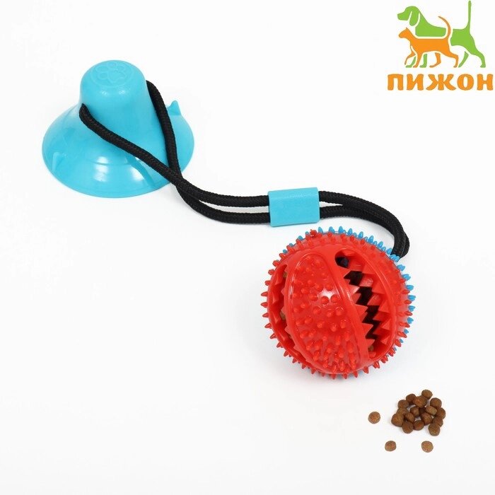 Игрушка для собак "Шар для лакомств на присоске", 40 х 8 см, голубая от компании Интернет - магазин Flap - фото 1