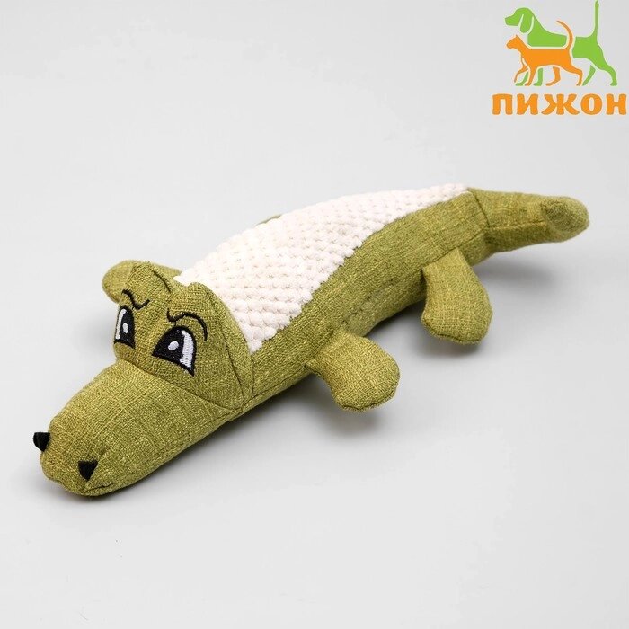 Игрушка текстильная "Крокодил" с пищалкой, 30 см, зелёный от компании Интернет - магазин Flap - фото 1
