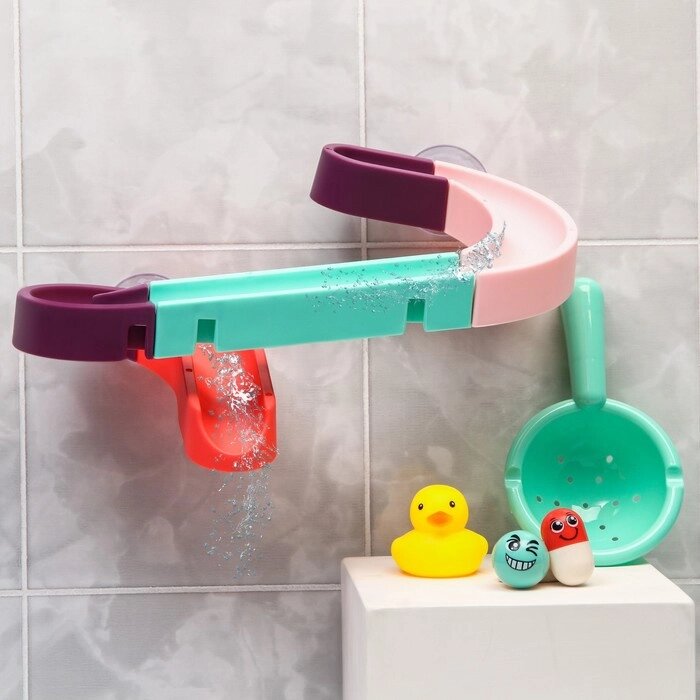 Игрушка водная горка для игры в ванной, конструктор, набор на присосках «Аквапарк МИНИ» от компании Интернет - магазин Flap - фото 1