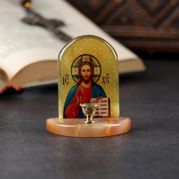 Икона с подсвечником "Иисус Христос", селенит от компании Интернет - магазин Flap - фото 1