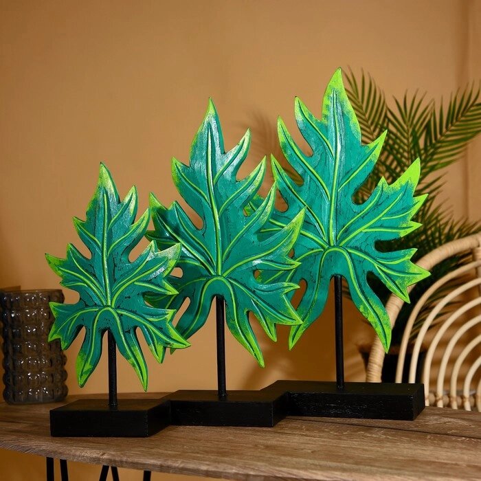 Интерьерный декор "Листья" албезия (набор 3 шт) 55,50 и 40 см от компании Интернет - магазин Flap - фото 1