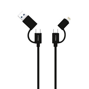 Кабель 4 в 1 ergolux ELX-CDC07-C02, USB - type-C/ type-C/ lightning, 5а, 1.2м, черный