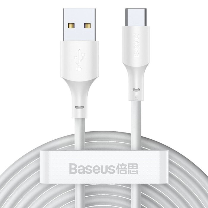 Кабель Baseus, Type-C - USB, 5 А, ПВХ оплётка, 1.5 м, белый от компании Интернет - магазин Flap - фото 1