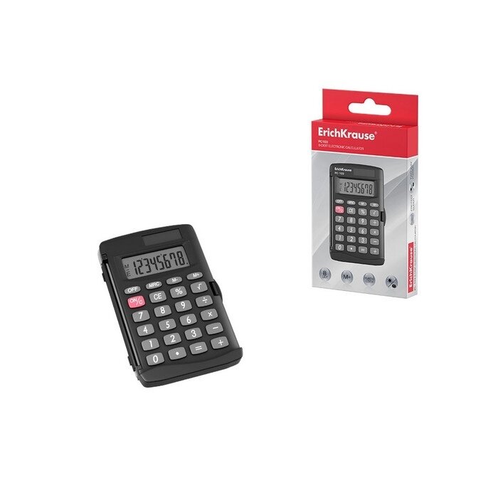 Калькулятор карманный 8-разрядов ErichKrause PC-103, чёрный от компании Интернет - магазин Flap - фото 1