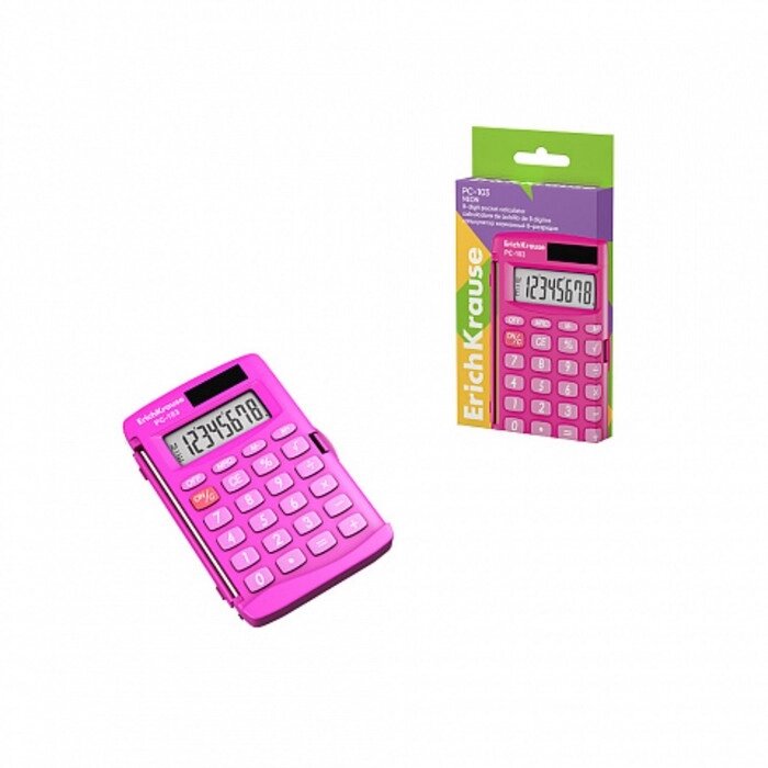 Калькулятор карманный 8-разрядов ErichKrause PC-103 Neon, розовый от компании Интернет - магазин Flap - фото 1