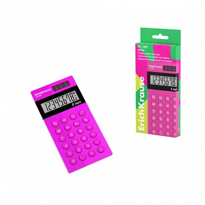 Калькулятор карманный 8-разрядов ErichKrause PC-987 Neon, розовый от компании Интернет - магазин Flap - фото 1
