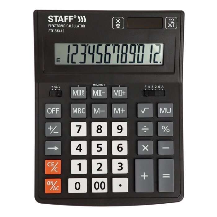 Калькулятор настольный 12 разрядов STAFF PLUS STF-333, двойное питание от компании Интернет - магазин Flap - фото 1