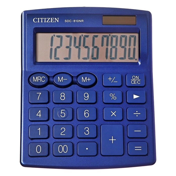 Калькулятор настольный Citizen "SDC-810NR", 10-ти разрядный 102 х 124 х 25, двойное питание, синий от компании Интернет - магазин Flap - фото 1