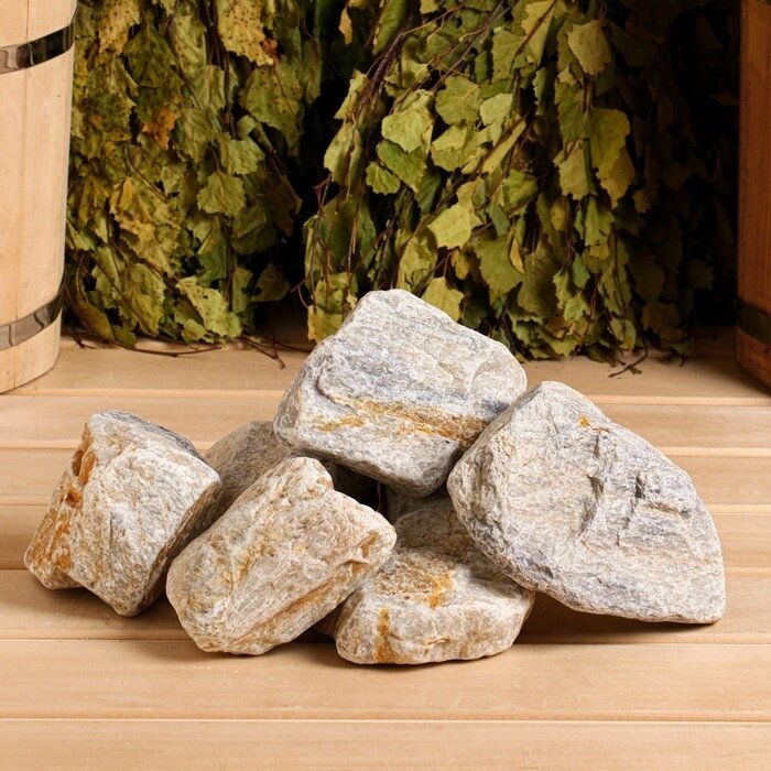 Камень для бани "Кварцит" обвалованный, коробка 20кг, фракция 70-150мм, "Добропаровъ" от компании Интернет - магазин Flap - фото 1