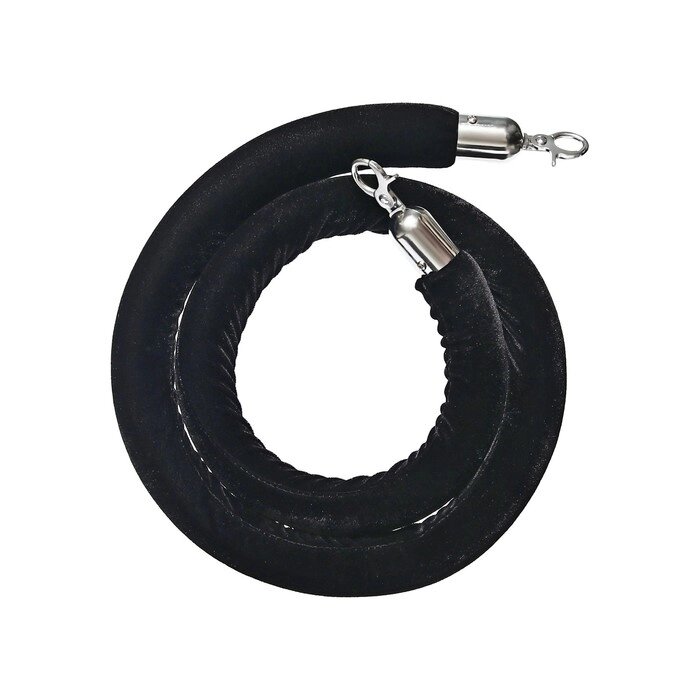 Канат бархатный оградительный, cеребряный наконечник-1,5м, черный от компании Интернет - магазин Flap - фото 1