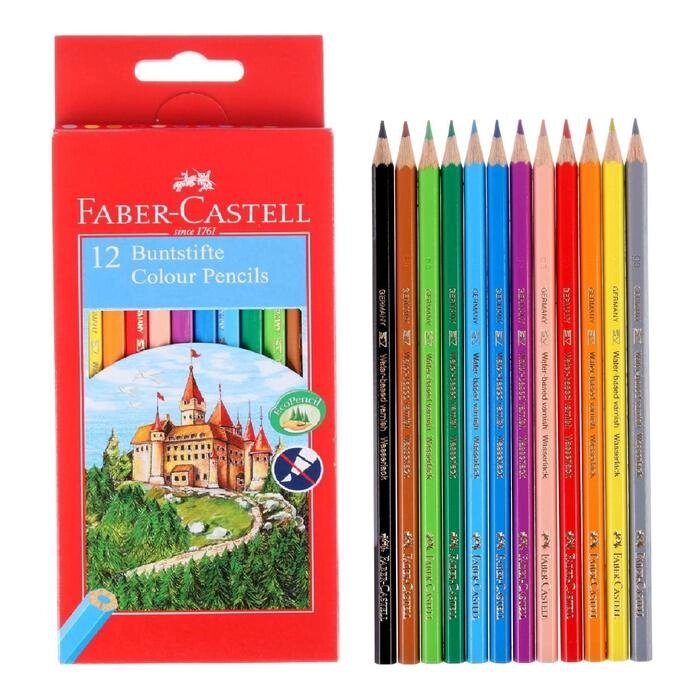 Карандаши 12 цветов Faber-Castell ECO "Замок" 1201 7/2.8 мм, шестигранный корпус, без точилки от компании Интернет - магазин Flap - фото 1