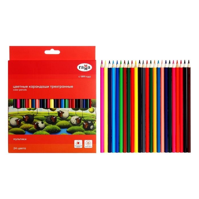 Карандаши 24 цвета "Гамма" "Мультики", стержень d=2.6 мм, трёхгранные от компании Интернет - магазин Flap - фото 1