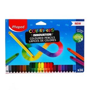 Карандаши 24 цвета Maped COLOR'PEPS INFINITY, корпус треугольный, ударопрочный грифель, в каронной коробке