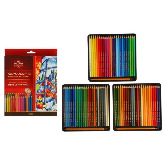 Карандаши 72 цвета Koh-I-Noor POLYCOLOR 3837, картонная упаковка, европодвес от компании Интернет - магазин Flap - фото 1