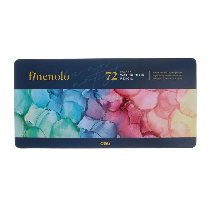 Карандаши акварельные набор 72 цвета, Finenolo, в металлическом пенале от компании Интернет - магазин Flap - фото 1