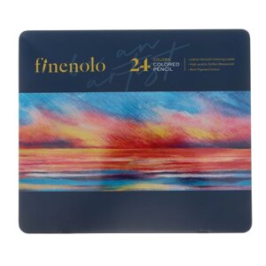 Карандаши художественные 24 цвета, Finenolo, 3.8 мм, шестигранные, в металлическом пенале