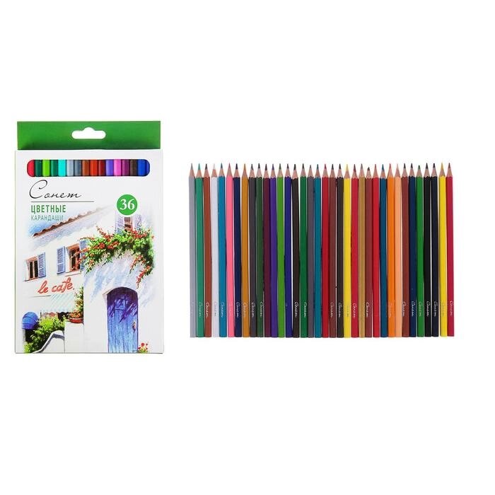 Карандаши художественные цветные мягкие, ЗХК "Сонет", 36 цветов от компании Интернет - магазин Flap - фото 1