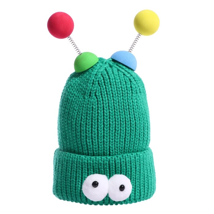 Карнавальная шапка "Глазастик" с рожками р-р 56-58, цвет зеленый от компании Интернет - магазин Flap - фото 1