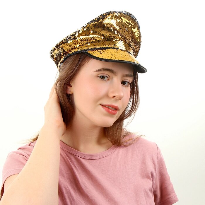 Карнавальная шляпа «Фуражка» с пайетками, р. 56–58 от компании Интернет - магазин Flap - фото 1