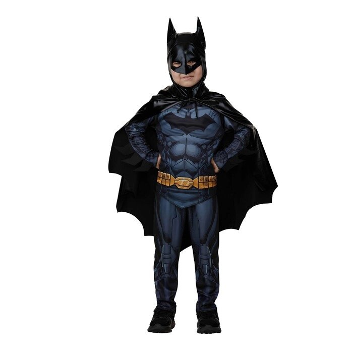 Карнавальный костюм "Бэтмэн" без мускулов, сорочка, брюки, маска, плащ, р. 122-64 от компании Интернет - магазин Flap - фото 1