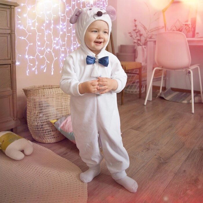 Карнавальный костюм для малышей «Мышонок с бабочкой», велюр, хлопок, рост 74-92 см от компании Интернет - магазин Flap - фото 1