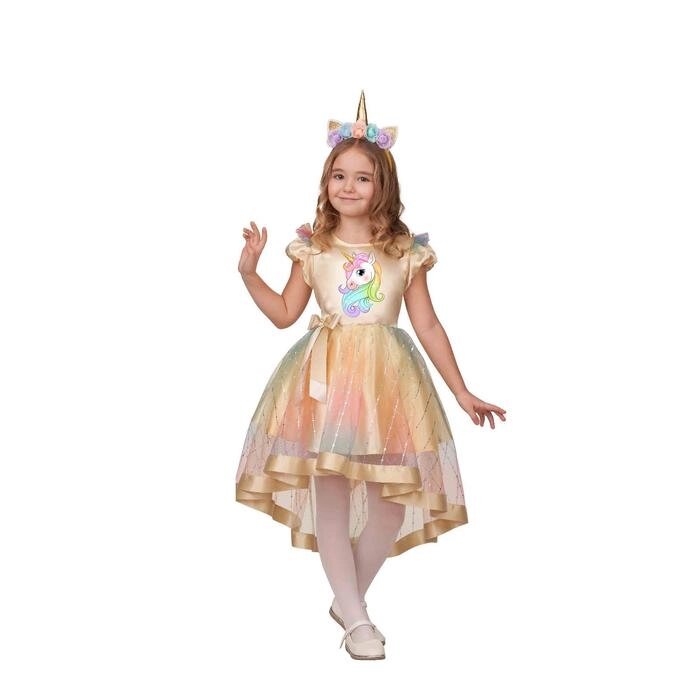 Карнавальный костюм «Единорожка», платье, головной убор, р. 30, рост 116 см от компании Интернет - магазин Flap - фото 1